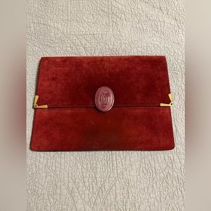Cartier AUTHENTIC Suede Leather Three pocket Case/Clutch